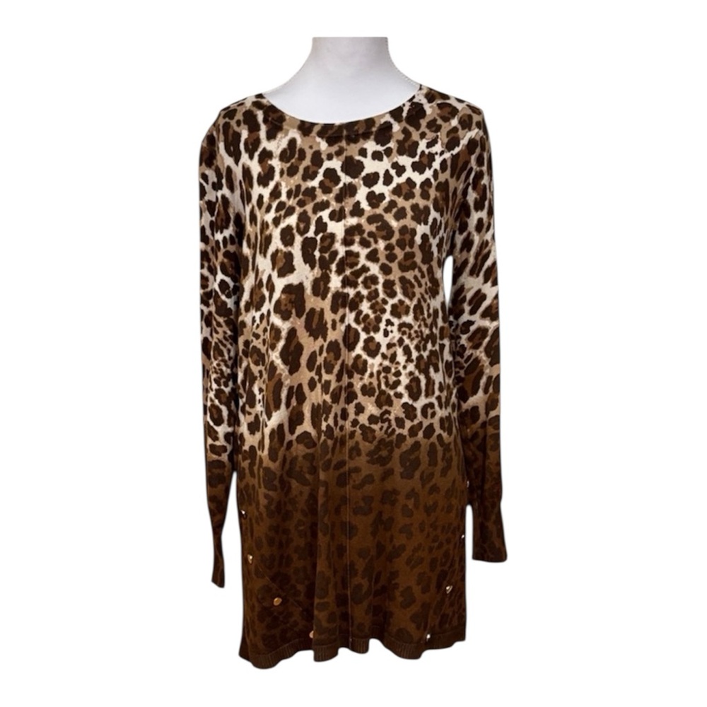 NWOT JM Collection Leopard Print Tunic Sweater